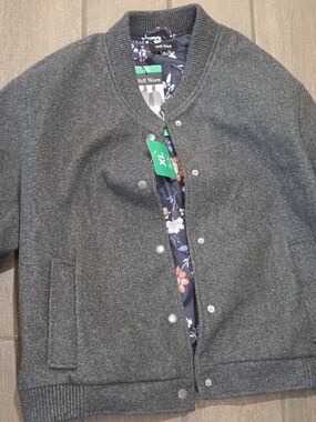 Well Worn Women's Charcoal Gray Jacket With Floral Lining